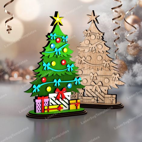 Plantilla SVG de Árbol de Navidad Cortado con Láser para Glowforge y Cricut - Decoración D