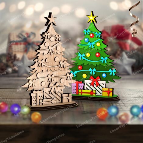Plantilla SVG de Árbol de Navidad Cortado con Láser para Glowforge y Cricut - Decoración D