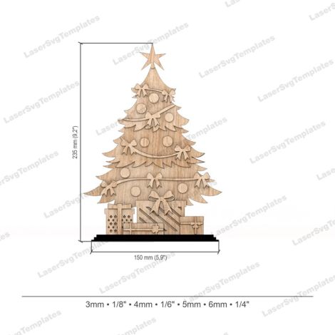 Plantilla SVG de Árbol de Navidad Cortado con Láser para Glowforge y Cricut - Decoración D
