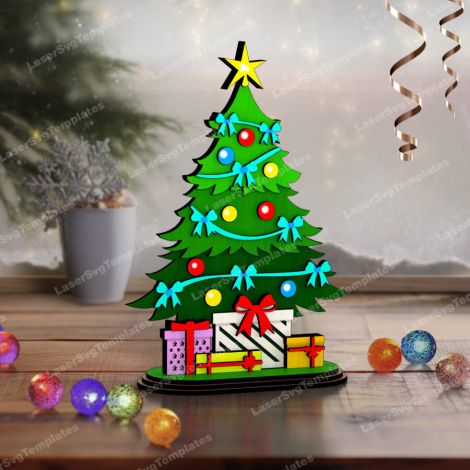 Plantilla SVG de Árbol de Navidad Cortado con Láser para Glowforge y Cricut - Decoración D