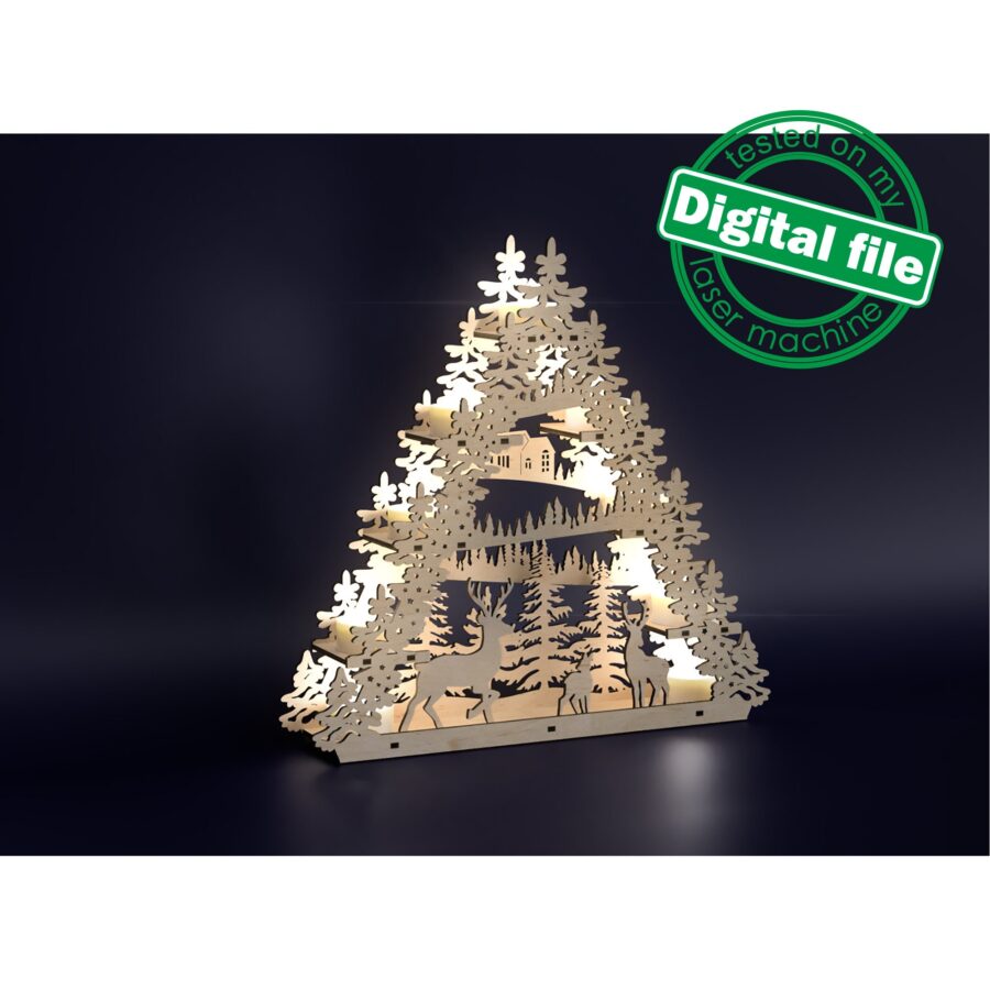 Arbol DXF y SVG para cortadoras láser: Portavelas, arco de luz y centro de mesa en madera