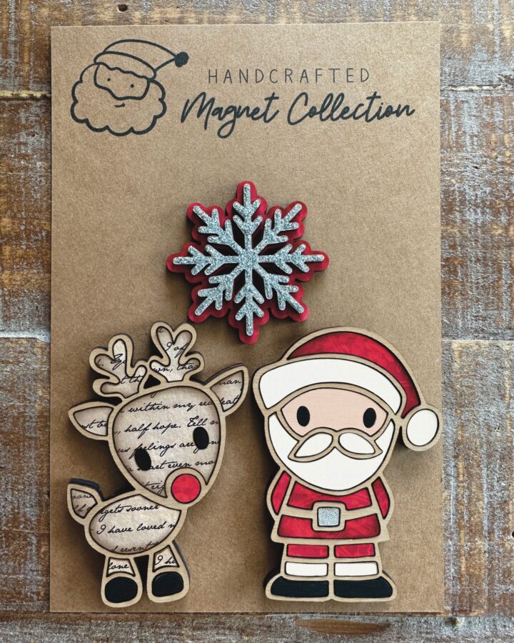 Archivo SVG de Imanes Navideños de Papá Noel y Rudolph para Corte Láser - Descarga Instant