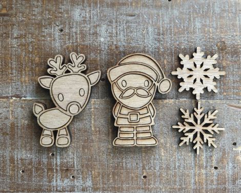 Archivo SVG de Imanes Navideños de Papá Noel y Rudolph para Corte Láser - Descarga Instant