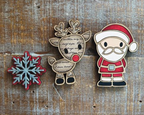 Archivo SVG de Imanes Navideños de Papá Noel y Rudolph para Corte Láser - Descarga Instant