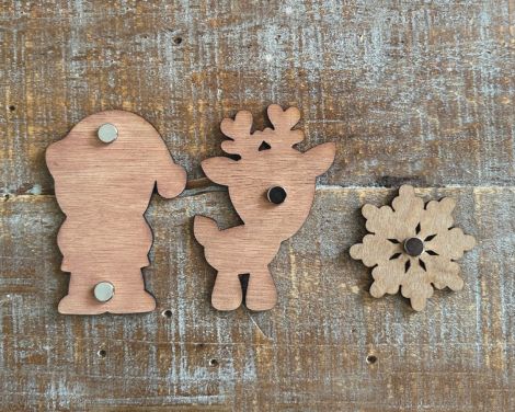 Archivo SVG de Imanes Navideños de Papá Noel y Rudolph para Corte Láser - Descarga Instant