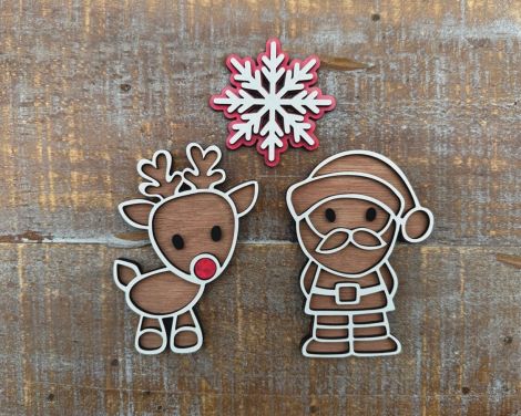 Archivo SVG de Imanes Navideños de Papá Noel y Rudolph para Corte Láser - Descarga Instant