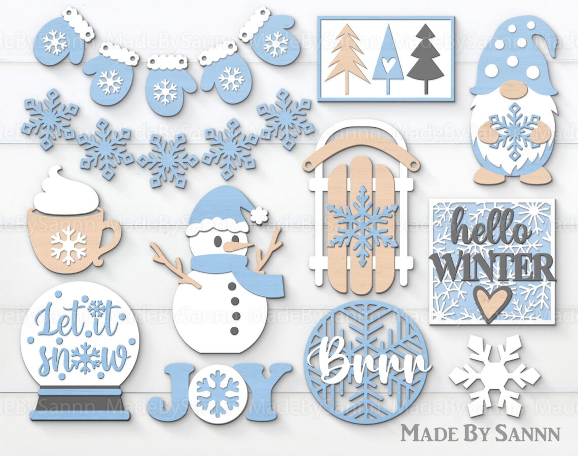 Poster de Navidad SVG con Gnomo y Muñeco de Nieve para Corte Láser y Glowforge