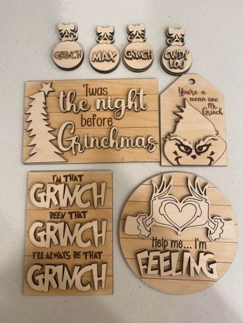 Bandeja Escalonada Grinch SVG | Archivos Láser para Navidad | Diseños Glowforge Listos par