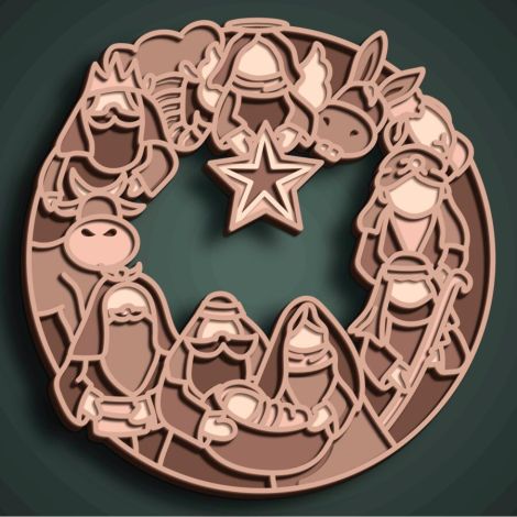 Escena de la Natividad 3D en MDF para Corte Láser | Decoración Navideña DIY Multicapa