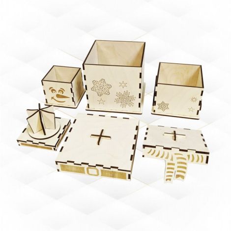 Caja de Regalo Navideña Muñeco de Nieve - Patrón DXF SVG para Corte y Grabado Láser
