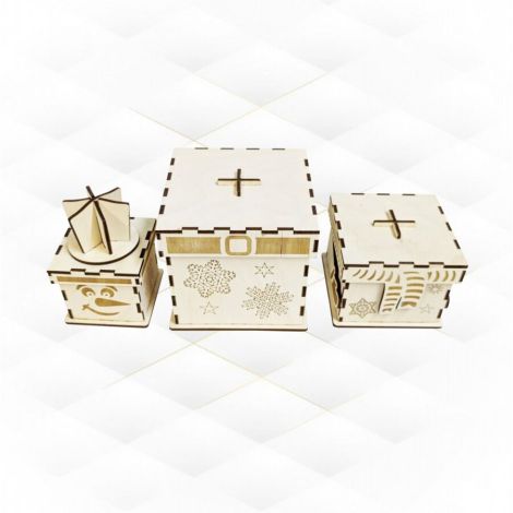Caja de Regalo Navideña Muñeco de Nieve - Patrón DXF SVG para Corte y Grabado Láser