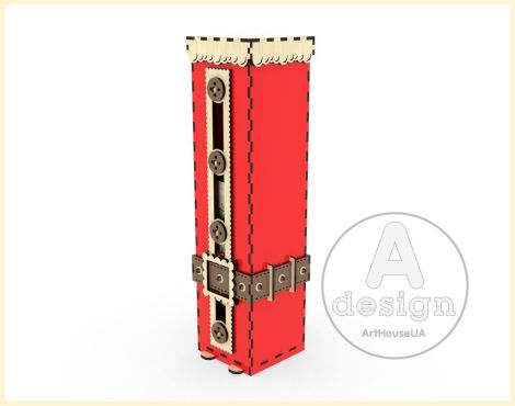 Caja de vino navideña cortada con láser - Soporte y bolsa para botellas - Archivo SVG Ver.