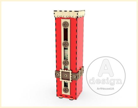 Caja de vino navideña cortada con láser - Soporte y bolsa para botellas - Archivo SVG Ver.