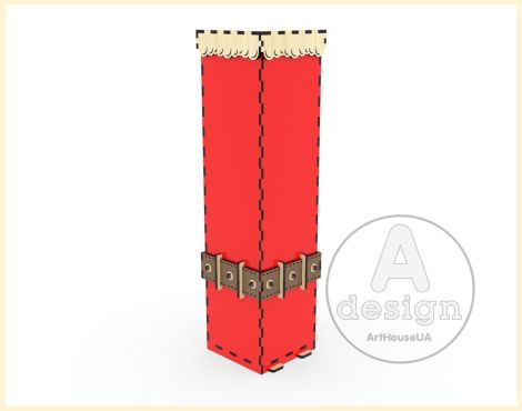 Caja de vino navideña cortada con láser - Soporte y bolsa para botellas - Archivo SVG Ver.