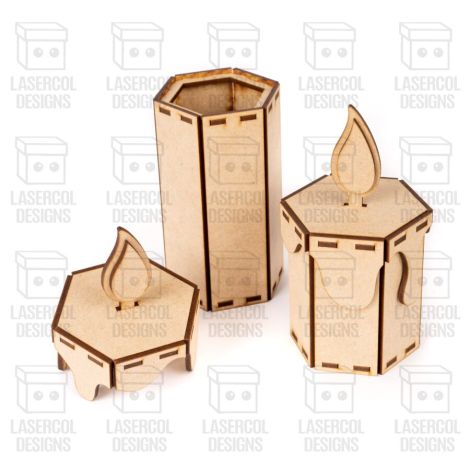 Caja de Vela Navideña - Archivos Cortados por Láser SVG DXF PDF Ai para Glowforge - Descar