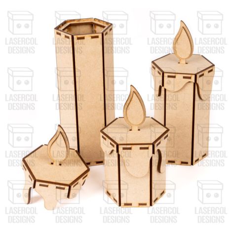 Caja de Vela Navideña - Archivos Cortados por Láser SVG DXF PDF Ai para Glowforge - Descar