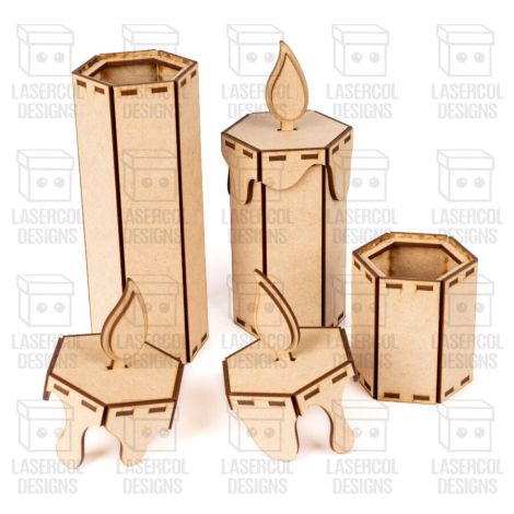 Caja de Vela Navideña - Archivos Cortados por Láser SVG DXF PDF Ai para Glowforge - Descar