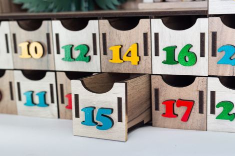 Calendario de Adviento 3D para Cortar con Láser - Casas de Madera DIY para Navidad SVG DXF