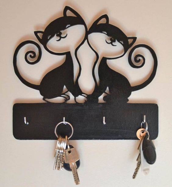 Portallaves con diseño de gatos