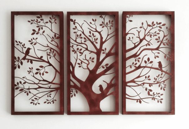 Cuadro Tríptico de Árbol con Aves: Decoración Natural para tu Hogar