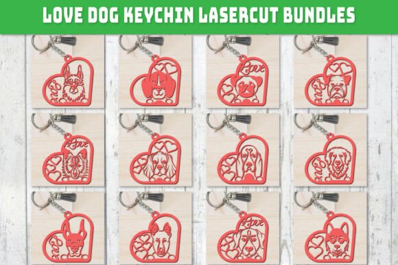 Llavero Love Dog para corte láser y CNC