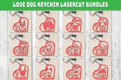 Llavero Love Dog para corte láser y CNC