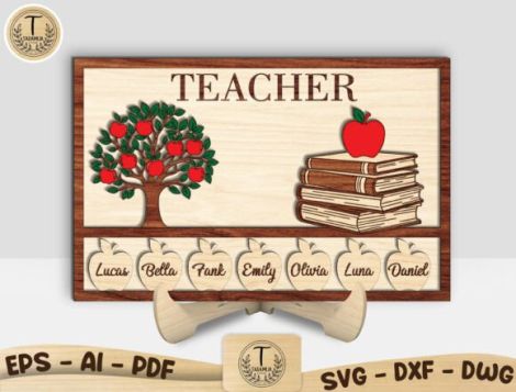 Letrero personalizado para profesor ideal para corte láser y CNC