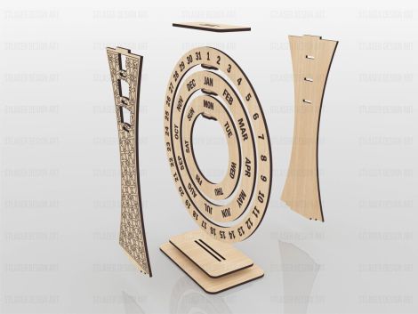 Calendario Perpetuo de Madera para Corte Láser - Archivos Vectoriales Listos para Usar
