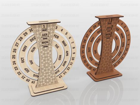 Calendario Perpetuo de Madera para Corte Láser - Archivos Vectoriales Listos para Usar