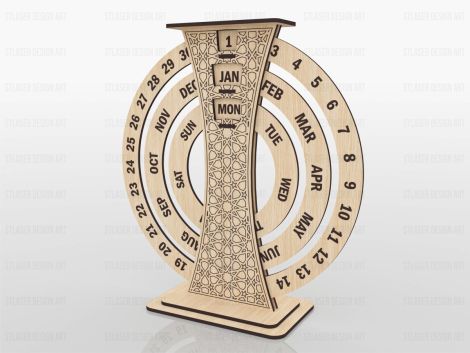 Calendario Perpetuo de Madera para Corte Láser - Archivos Vectoriales Listos para Usar