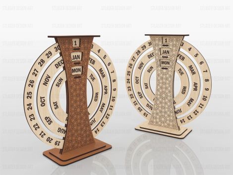 Calendario Perpetuo de Madera para Corte Láser - Archivos Vectoriales Listos para Usar