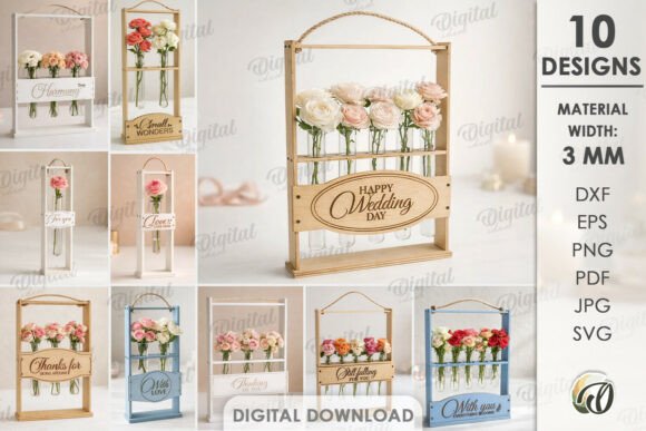 Paquete de marcos florales con tubos de vidrio para decoración