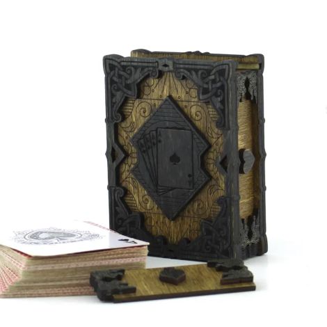 Caja de baraja para cartas con diseños vectoriales para corte láser CNC