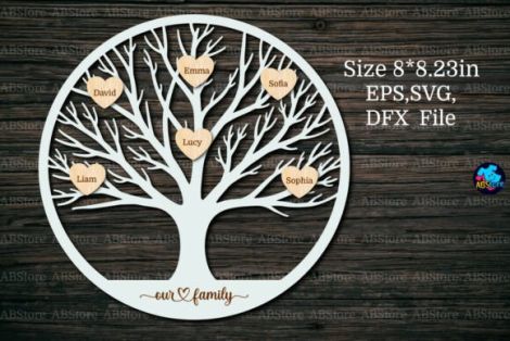Árbol genealógico para corte láser y CNC, archivos SVG y DXF incluidos