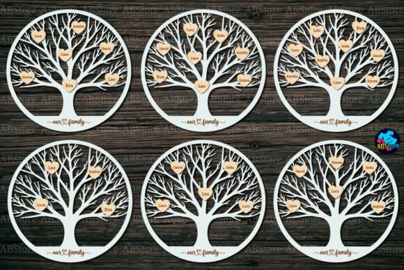 Árbol genealógico para corte láser y CNC, archivos SVG y DXF incluidos