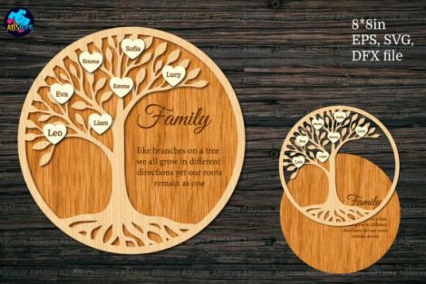 Árbol genealógico para corte láser y CNC, ideal para diseño familiar