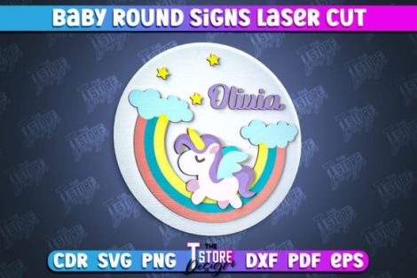Diseño de letrero redondo bebé para corte láser y CNC, archivos SVG y DXF incluidos