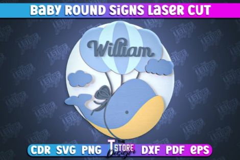 Diseño de letrero redondo bebé para corte láser y CNC, archivos SVG y DXF incluidos