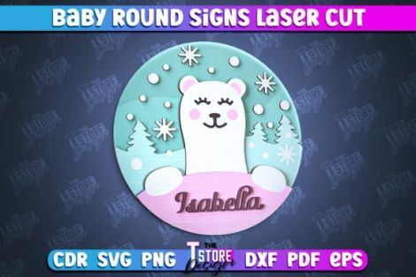 Diseño de letrero redondo bebé para corte láser y CNC, archivos SVG y DXF incluidos