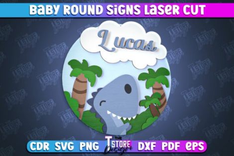 Diseño de letrero redondo bebé para corte láser y CNC, archivos SVG y DXF incluidos