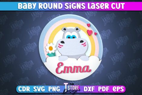 Diseño de letrero redondo bebé para corte láser y CNC, archivos SVG y DXF incluidos