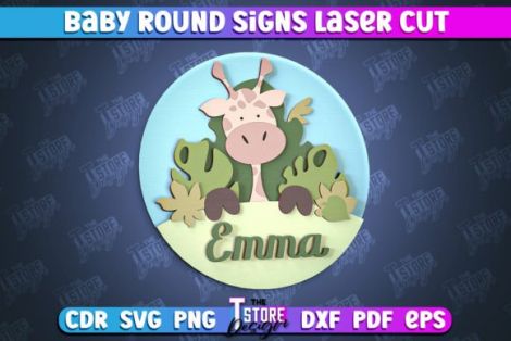 Diseño de letrero redondo bebé para corte láser y CNC, archivos SVG y DXF incluidos