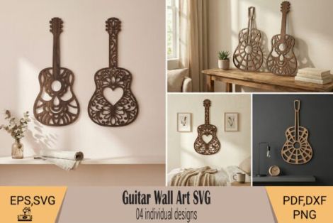Diseño de guitarra para corte láser, decoración hogar