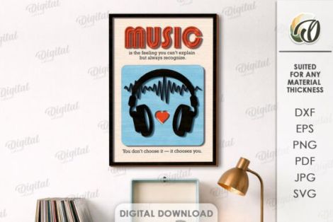 Decoraciones musicales para corte láser CNC ideal para bricolaje y manualidades