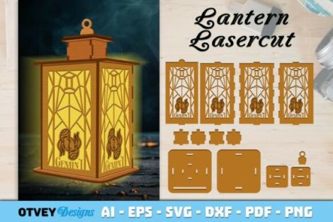 Paquetes de 12 linternas del zodiaco para corte láser y CNC, archivos SVG y DXF incluidos