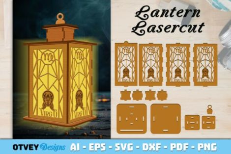 Paquetes de 12 linternas del zodiaco para corte láser y CNC, archivos SVG y DXF incluidos