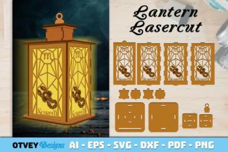 Paquetes de 12 linternas del zodiaco para corte láser y CNC, archivos SVG y DXF incluidos