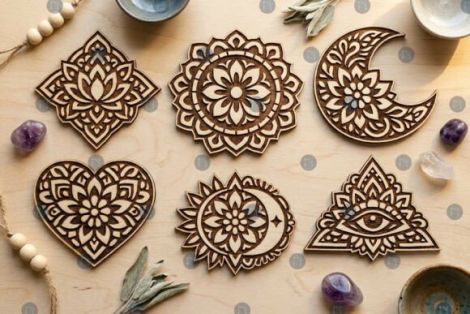 Paquete símbolos espirituales mandala para corte láser CNC