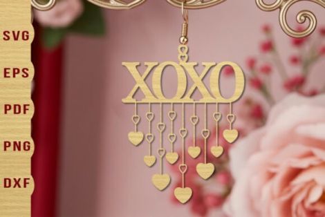 Pendientes de San Valentín para corte láser y CNC, diseño con corazoncitos