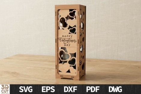 Paquete de caja de vino para San Valentín con diseño para corte láser